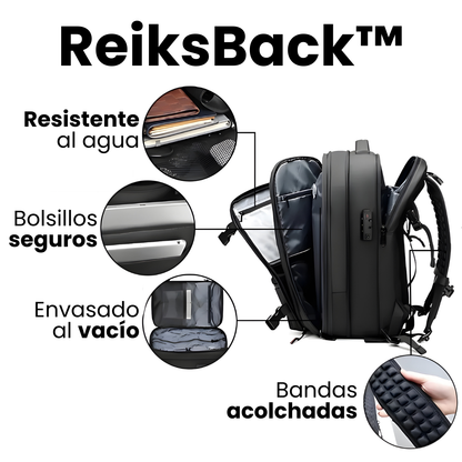 ReiksBack™ —  Mochila Vortex 60 L. Ahorra Espacio con Compresión al Vacío